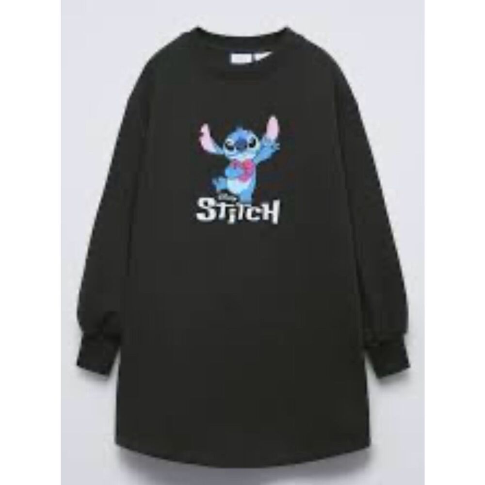 Zara Stitch Black Sweatshirt Dress Sz 6-7